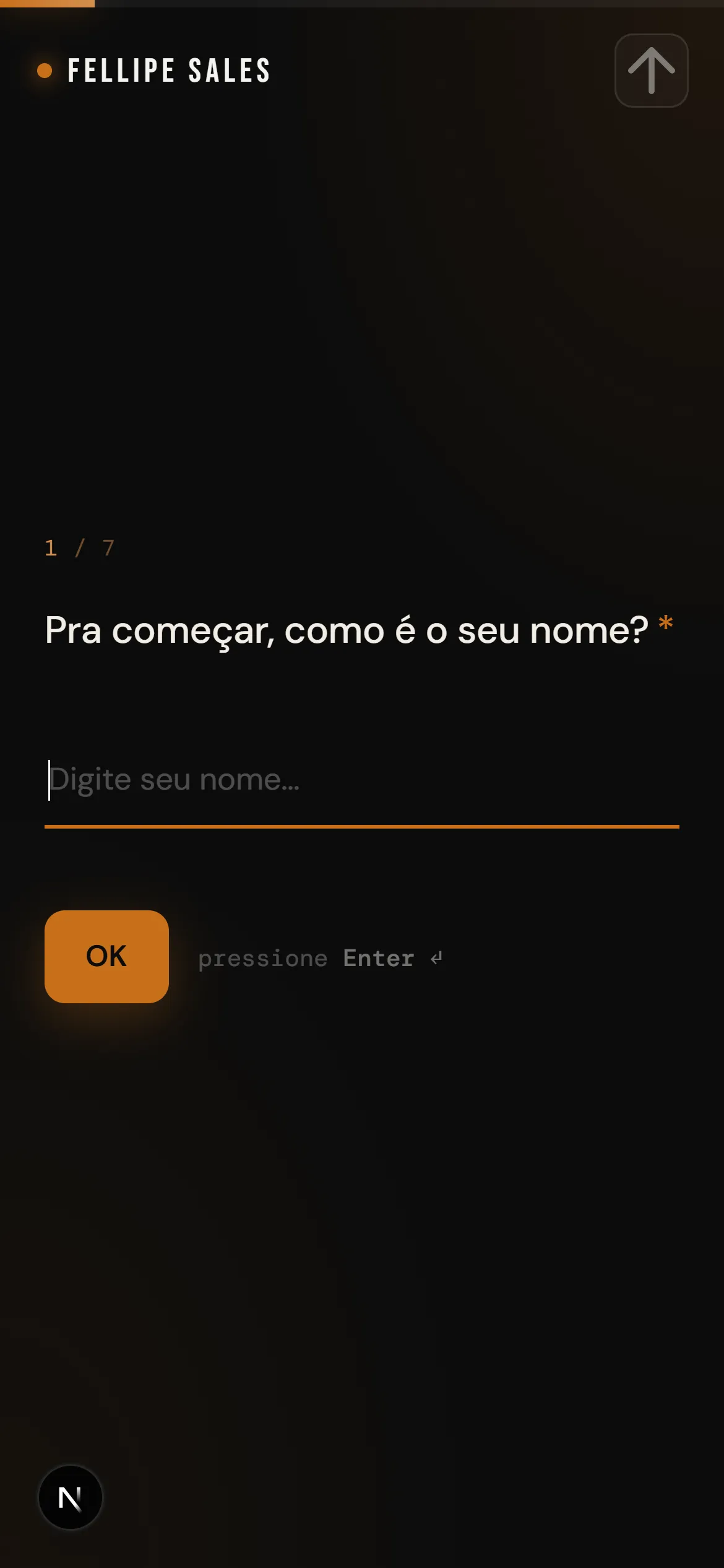 Formulário em formato de conversa aberto no celular